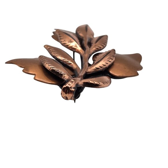 Vtg Brooch Leaf Copper Matisse Renoir Autumn Fall Whimsigoth Fairy Cottage Pin - Picture 6 of 10